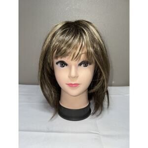 Noriko Alva Chocolate Frost Wig Long Bob Tapered Fringe Layered Wig